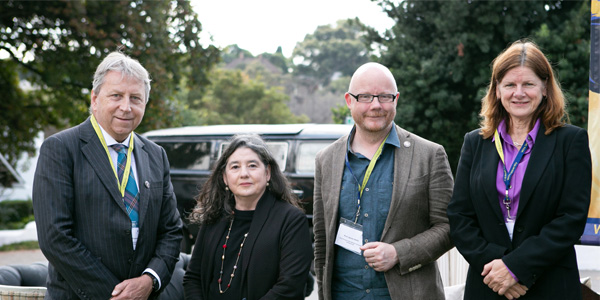 Celebrating a fruitful relations (l-r) Profs Peter Mathieson, Principal and Vice-Chancellor (UoE), Ruksana Osman, Deputy Vice-Chancellor (Wits) James Smith, Vice-Principal International (UoE) and Lynn Morris, Deputy Vice-Chancellor: Research and Innovation (Wits)